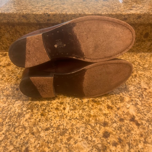 Frye short ankle boots leather zipper low heel block distressed western brown 7 - Picture 9 of 10